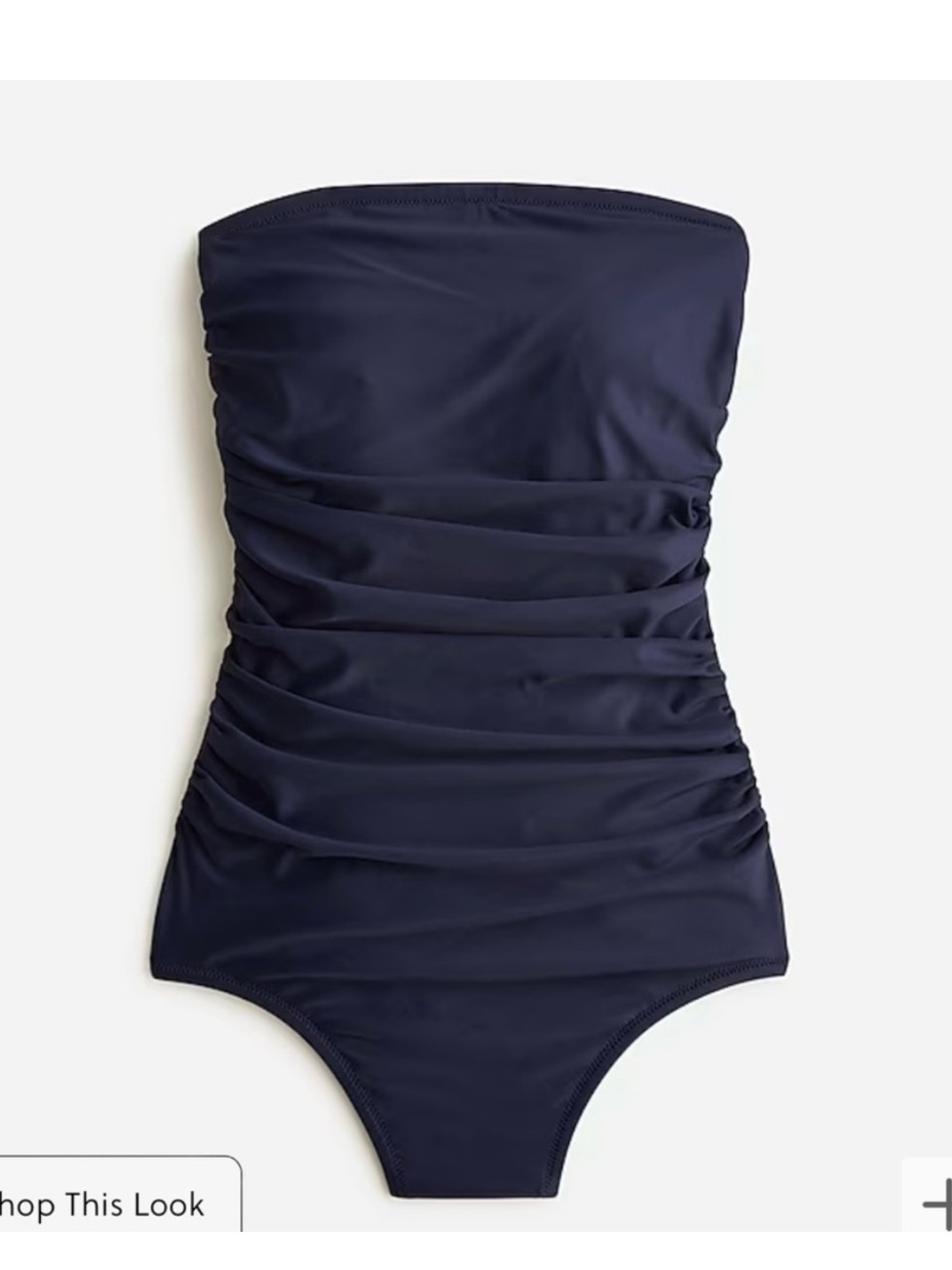 NEW J. Crew Navy Ruched One Piece Bandeau Swimsuit in Size 4 BC115